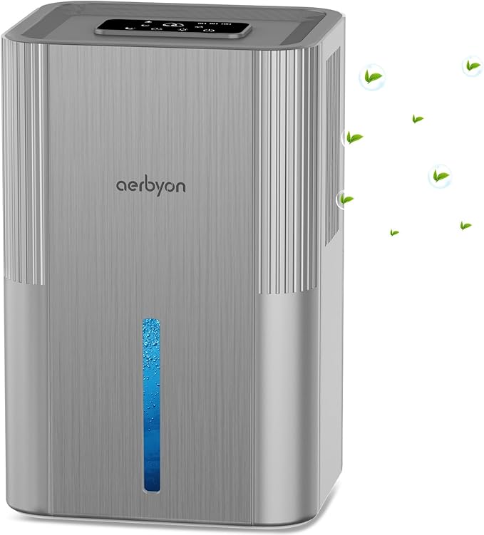 Aerbyon Dehumidifiers for Home 95 OZ Water Tank(1000 sq. ft) Dehumidifier for Bathroom with Auto Shut Off,7 Colors Light, Quiet Sleep Mode Dehumidifier for Bedroom, Basement, RV, Closet