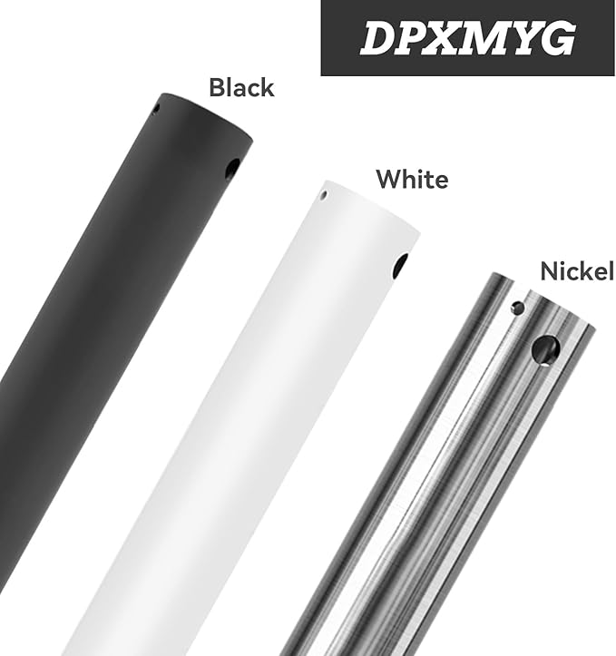 DPXMYG 60 inch Ceiling Fan Downrod with Extension Cord, 5 FT Black Downrod for Ceiling Fan, 1 inch Outside Diameter, Ceiling Fan Boom Suitable for a Wide Range of Fans (Black, Not Threaded)