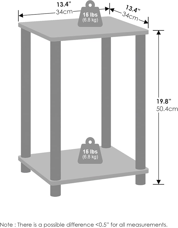 Furinno Turn-N-Tube Night Stand, 2-Tier Open Shelf Design Nightstand, Toolless - Image 3