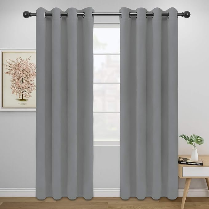 Easy-Going Thermal Grommet Blackout Curtains, 2 Panels 52x84 in, Light Gray | by Easy-Going