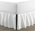 SKY BEDDINGS - Queen Size Ruffled Bed Skirt with Split Corners - 14 Inch Drop Dust Ruffle Bed Skirt with Platform Three Sided Coverage - 100% Microfiber, White