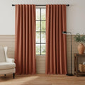 RYB HOME 100% Blackout Linen Textured Curtains 84 Inch Long by RYBHOME