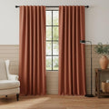 RYB HOME 100% Blackout Linen Textured Curtains 96 Inch by RYBHOME