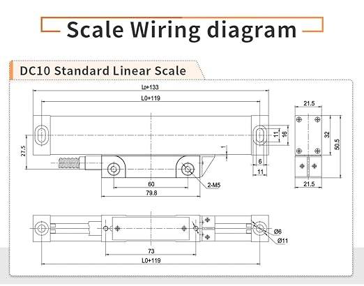 3 Axis Digital Readout DRO Linear Optical Scale Encoder 5um Resolution 18" 40" 20" for Lathe Mill Milling Machine