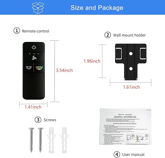 TX028C-S Ceiling Fan Remote Control Replacement for Hampton Bay Home Decorators Collection, 3-Speed Light Dimmer and Color-Changing, 4 Dip Switches Replacement for A25-TX028C-S (Remote Only)