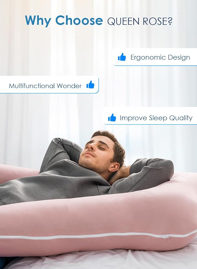 QUEEN ROSE Pregnancy Pillows for Sleeping, Cooling U Shaped Body Pillow - Image 6