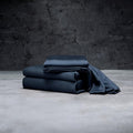 LUXOME Luxury Sheet Set | 100% Rayon (Viscose) from Bamboo | King Size - Navy | Deep Pockets | 4-Piece Set (Fitted, Flat, 2 Pillowcases)