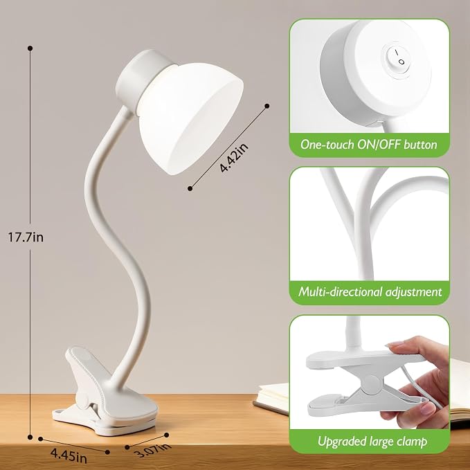 Desk Lamps for Home Office, Small LED Reading Lamp, 5000K Eye-Care Desk Light | - Image 6