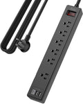 15Ft Power Strip Surge Protector - Yintar Extension Cord with 6 AC Outlets and 3 USB Ports for Home, Office, Dorm Essentials, 1680 Joules, ETL Listed, Black