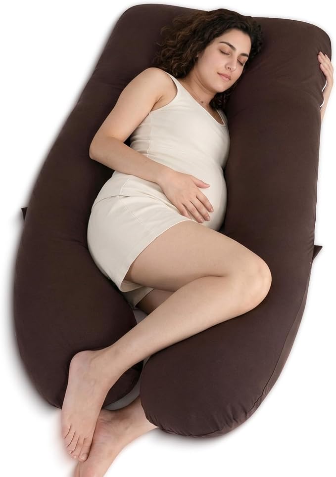 QUEEN ROSE U Shaped Pregnancy Pillow, Breathable Cotton Full Body Support by QUEENROSE