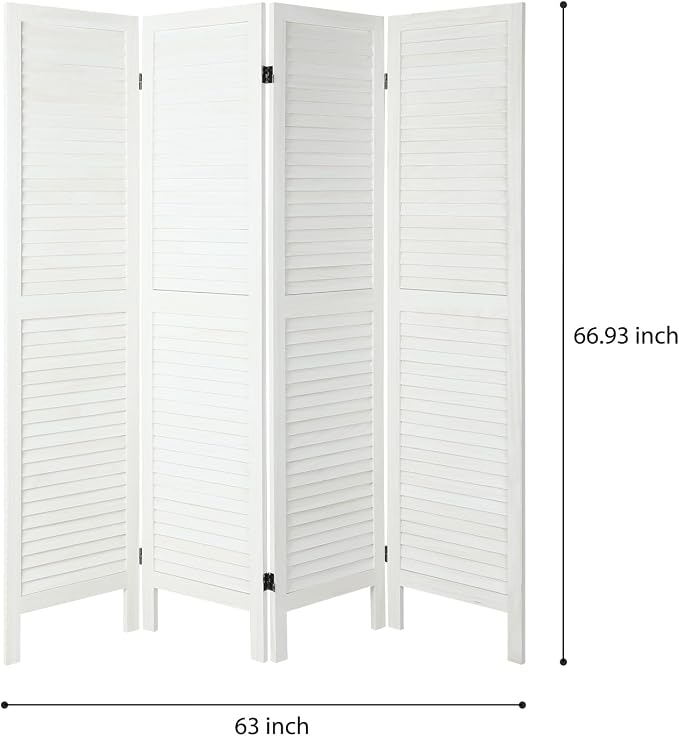 4 Panel Room Divider, Freestanding Wooden Privacy Screen | Solid paulownia wood - Image 2