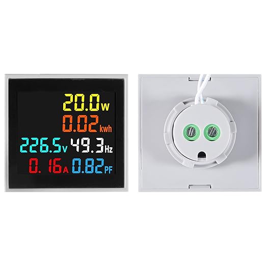 Alinan 6 in 1 AC Display Meter AC50-300V 100A 110V 220V Voltage Power Factor Frequency Electric Energy Monitor Ammeter Voltmeter Tester Digital Color LCD Volt Amp Watt Detector Reader Panel