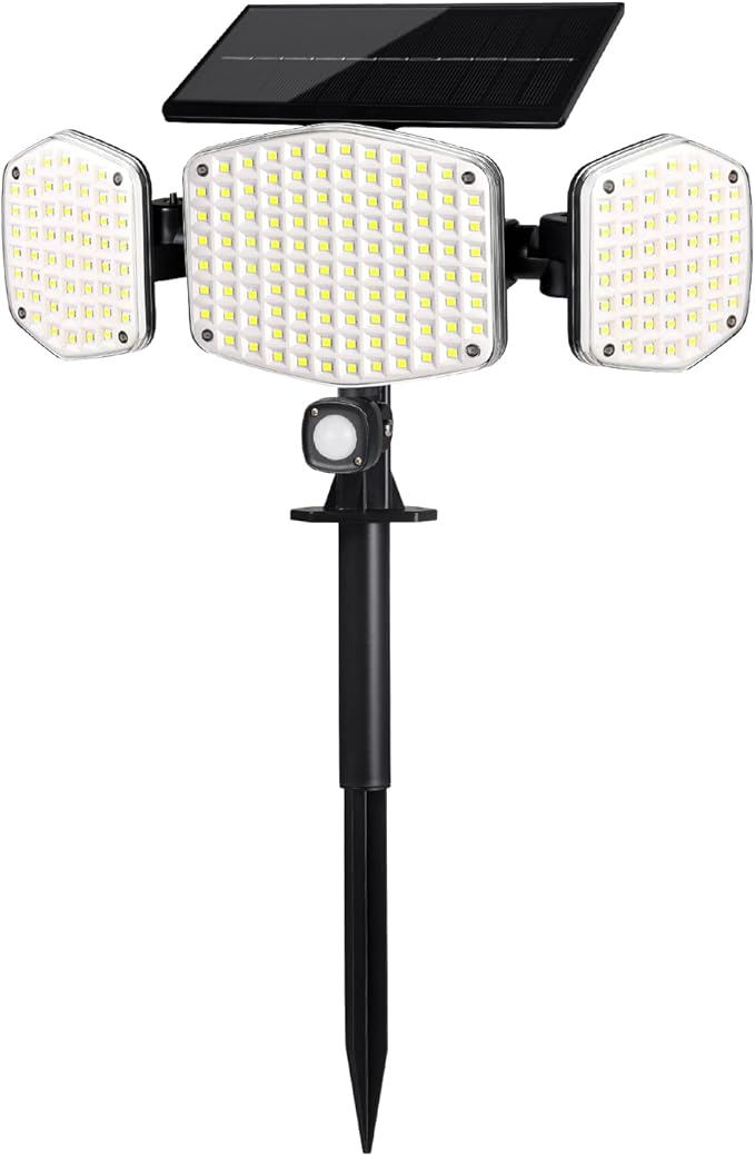 HAARAY Solar Motion Lights Outdoor with Stake, 208 LED 270° Illumination Security Flood Lights for Yrad Garden Pathway, 3 Modes, IP65 Waterproof, In-Ground or Wall Mount