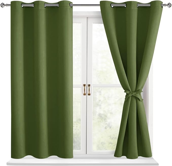 Blackout Curtains for Bedroom, Olive Green, 38 x 54 Inch 2 Panels | Light - Image 8