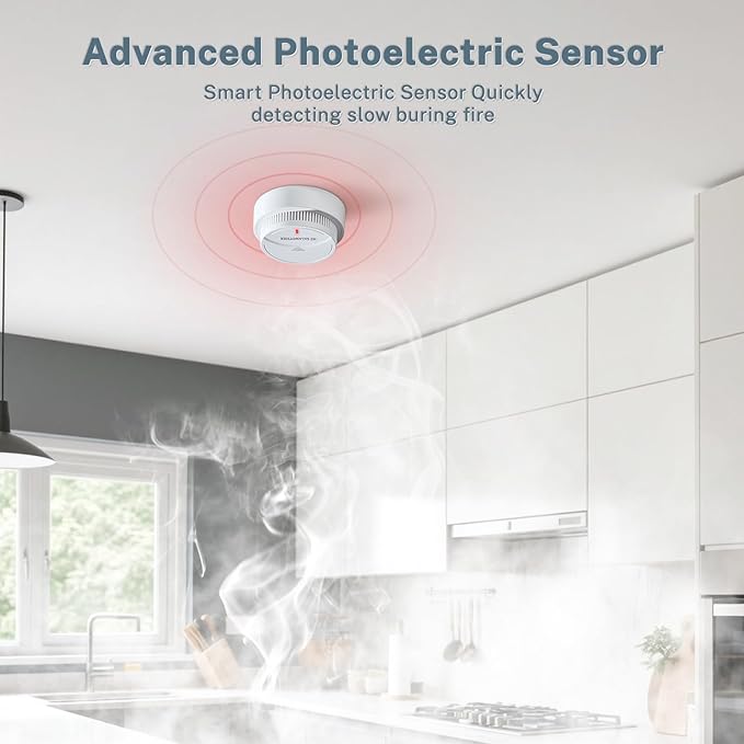 Smoke Detector 3 Pack,Fire Alarms Smoke Detectors with Photoelectric Technology with LED Lndicator and Test Button,Smoke Alarm for Home,Bedroom,Kitchen
