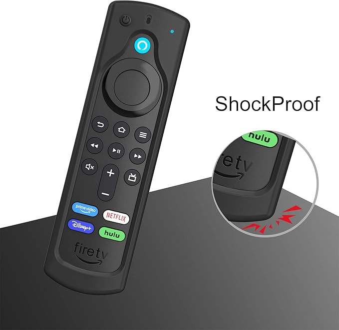 CaseBot Remote Case for Fire TV Stick HD/4K/4K Max (1st Gen)/Fire TV Stick (3rd Gen)/Lite - Anti-Slip Shockproof Silicone Cover for Alexa Voice Remote (2nd & 3rd Generation) (Black)