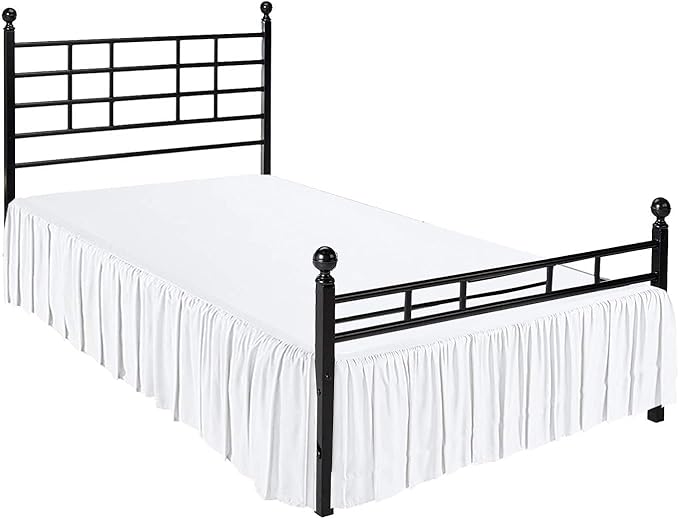 Ruffled Bed Skirt with Split Corners, White, King 18 Inch Drop Bedskirt, Hotel Quality Brushed Microfiber Wrinkle Free Dust Ruffle Bed Skirt King Size