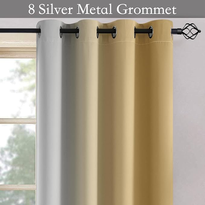 SimpleHome Ombre Beige to Grey White Curtains - Image 5