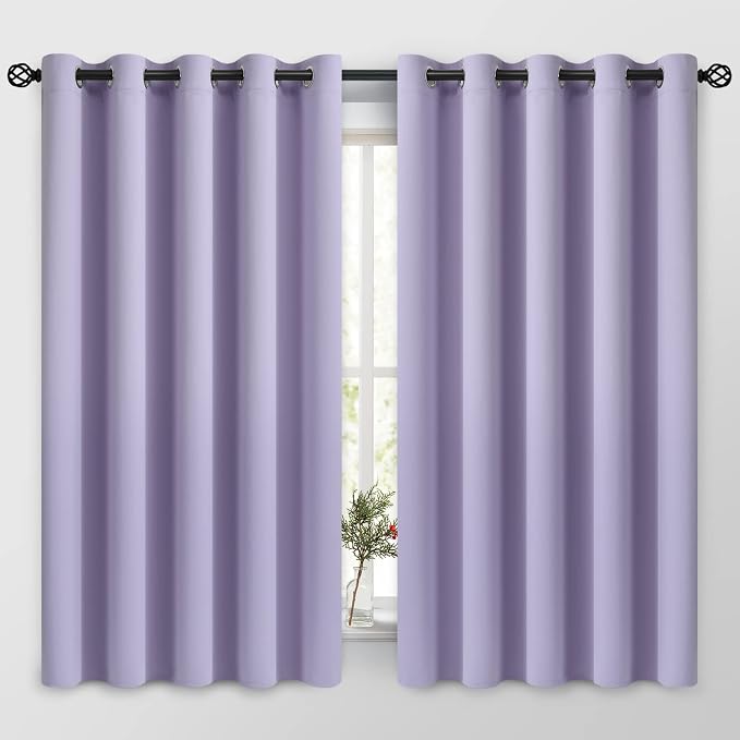 COSVIYA Grommet Room Darkening Lilac Curtains 63 inch Length by COSVIYA