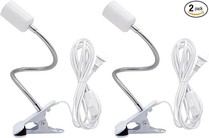 Clip Desk Lamp Socket, 2 Pack Flexible Desk Light Socket, Gooseneck Clip on by FEYAIM