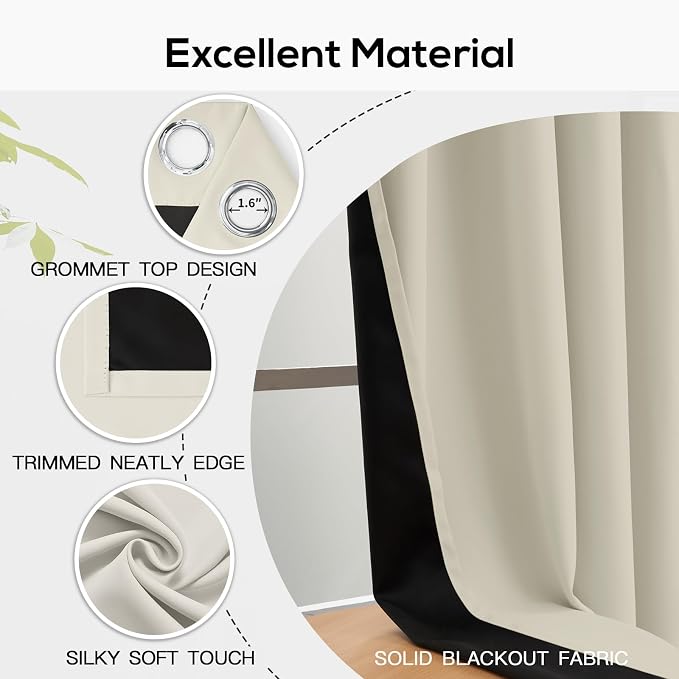 Yakamok Stone Blackout Curtains 63 inches Long - Image 4