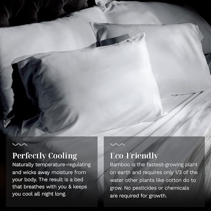 LUXOME Luxury Sheet Set | 100% Rayon (Viscose) from Bamboo | Full Size - White | Deep Pockets | 4-Piece Set (Fitted, Flat, 2 Pillowcases)