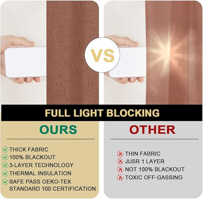 PrinceDeco Blackout Linen Drapes 108 Inches Long Extra Wide Patio Door Curtains for Sliding Glass Door Thermal Curtains Room Divider Drapes for Living Room/Bedroom,100 X L108 Inch,Washed Spice