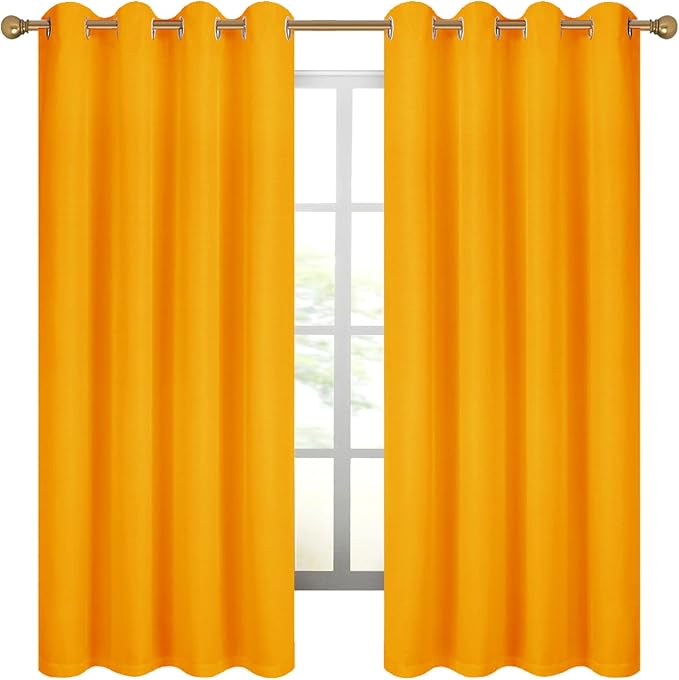 Diraysid 100% Blackout Curtains Yellow Linen Curtains - Image 6