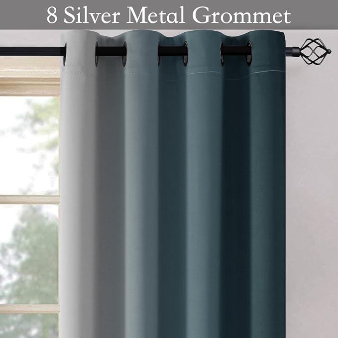 SimpleHome Ombre Stone Blue to Grey White Curtains - Image 5