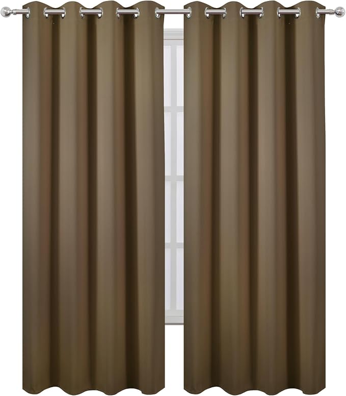 Blackout Curtains 66 x 95 inch/Brown Curtains Set of 2 Panels/Thermal Insulated - Image 2