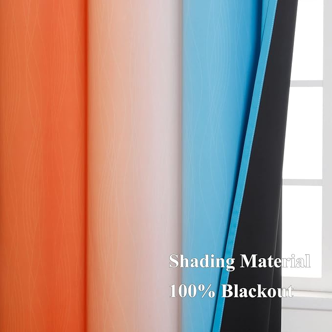 Ombre Orange and Blue Blackout Curtains 52Wx63L Inch Long | Gradient Curtains - Image 5