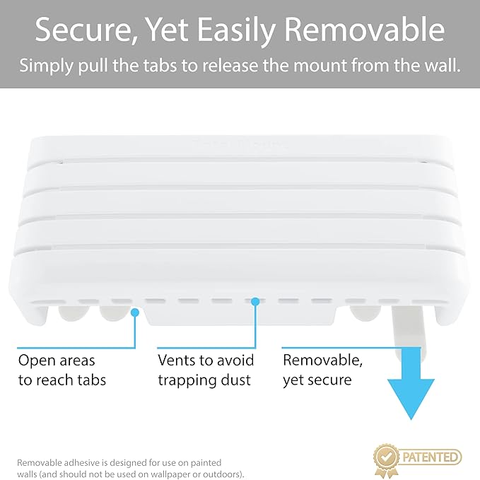 TotalMount Hole-Free Remote Holder – Eliminates The Need to Drill Holes in Your Wall (Premium White – Modern Design for 3 or 4 Remote Controls)