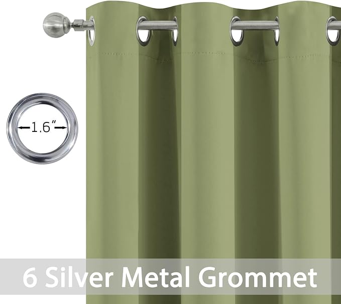 Yakamok Blackout Curtains 38x36 inch Sage Green Thermal Drapes-Kitchen | 2 - Image 2
