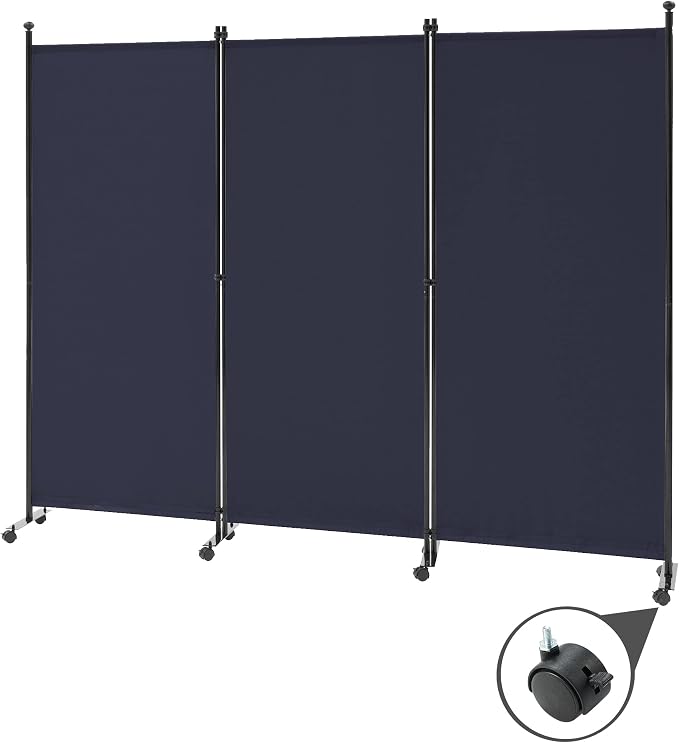 Spurgehom 3 Panel Rolling Room Divider, Folding Partition Privacy Screens | by Spurgehom