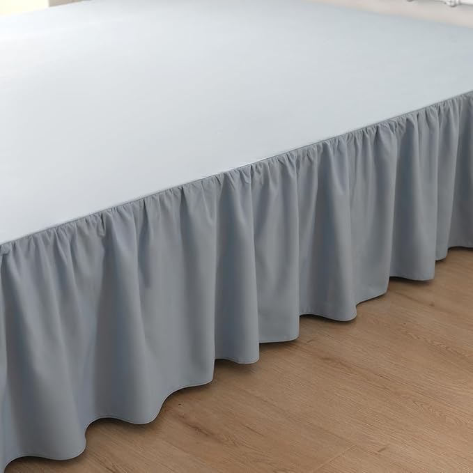 Bed Skirt Full Size Ruffled Bed Skirt with Split Corners, 16 Inch Drop Dust Ruffle Bed Skirts with Platform, Gathered Style, 100% Microfiber, Grayish Blue