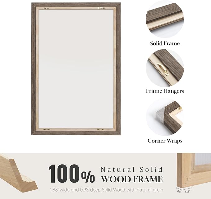 Large Framed Neutral Abstract Wall Art, 24x36 In | Rustic canvas prints - Image 6