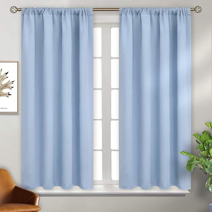 BGment Baby Blue Room Darkening Curtains 48 Inches Long by BGment