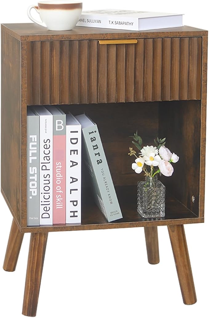 Fultyle Mid Century Modern Nightstand, Wood Bedside Table - Image 7