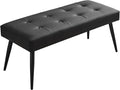 LOULENS Faux Leather Entryway Bench, Modern Upholstered Bench, Matte Black | by LOULENS