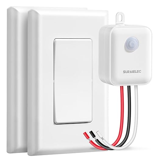 SURAIELEC 3 Way Wireless Light Switch and Receiver Kit, RF 100Ft, No WiFi, No Interference, Expandable 15AMP Remote Control Wall Switches for Ceiling Lighting, Lamp, Fan (Neutral Wire Required)