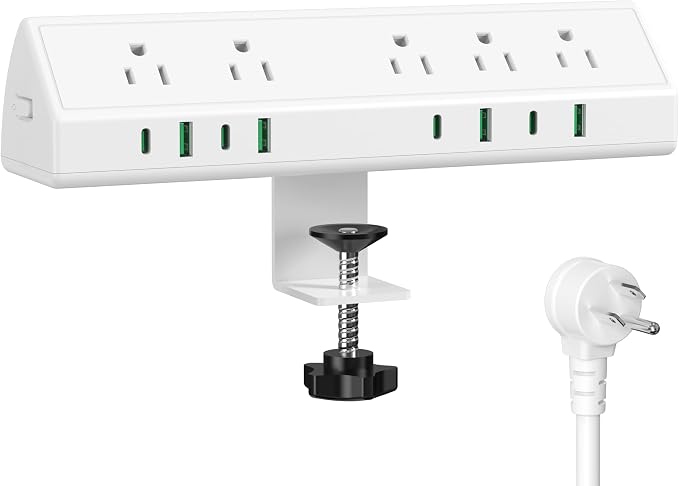 Jgstkcity Desk Clamp Power Strip USB C 45W, 8 USB, 10FT Cable, Edge Mount by Jgstkcity
