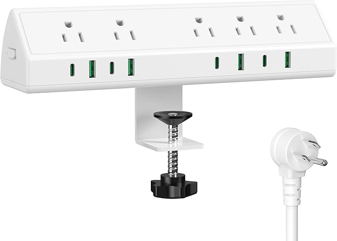 Jgstkcity Desk Clamp Power Strip USB C 45W, 8 USB, 20FT Cable, Edge Mount by Jgstkcity