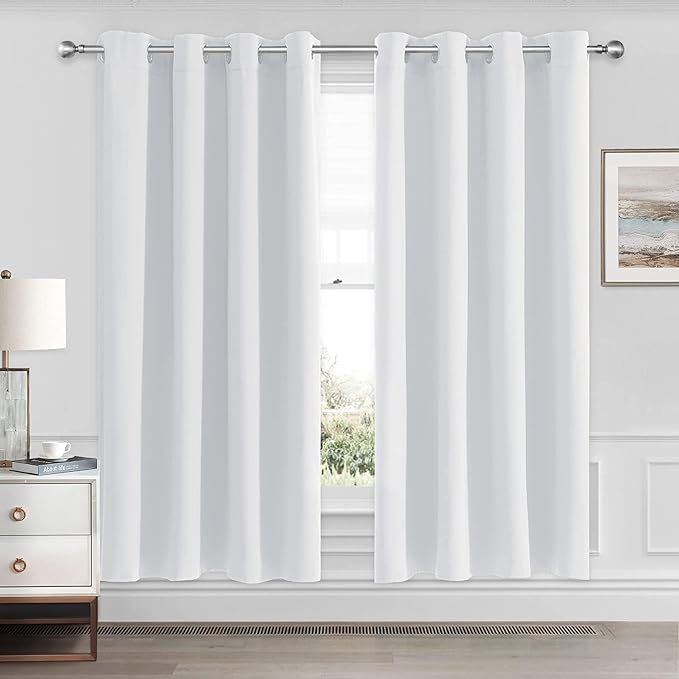 CUCRAF Grayish White Blackout Curtains 45 Inches Long, Thermal Insulated Noise by CUCRAF