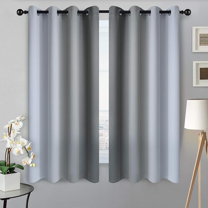 SimpleHome Ombre Grey to Grey White Curtains - Image 2
