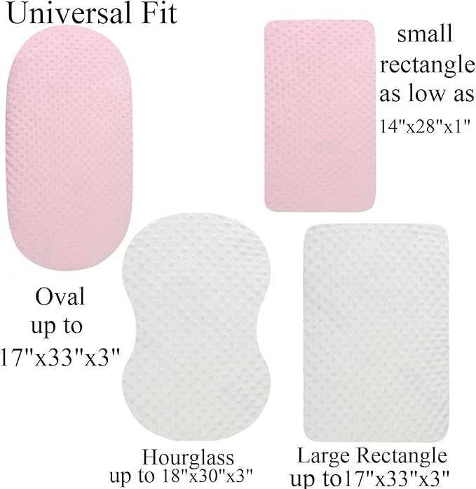 Dot Bassinet Sheet Set 2 Pack Stretch Fitted Cradle Sheets,Ultra Soft Thick Universal Fit Oval Rectangle Hourglass Pad/Mattress, for Baby Girls and Boys White Pink