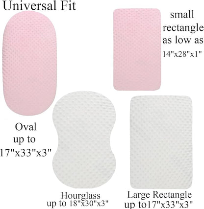Dot Bassinet Sheet Set 2 Pack Stretch Fitted Cradle Sheets,Ultra Soft Thick Universal Fit Oval Rectangle Hourglass Pad/Mattress, for Baby Girls and Boys White Pink