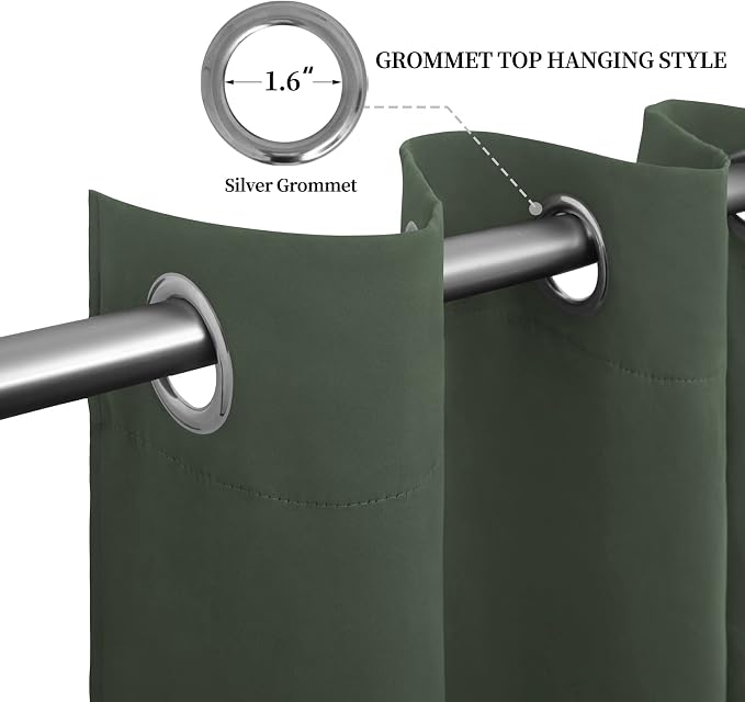 Easy-Going Thermal Grommet Blackout Curtains, 2 Panels 52x96 in | Greyish Green - Image 5