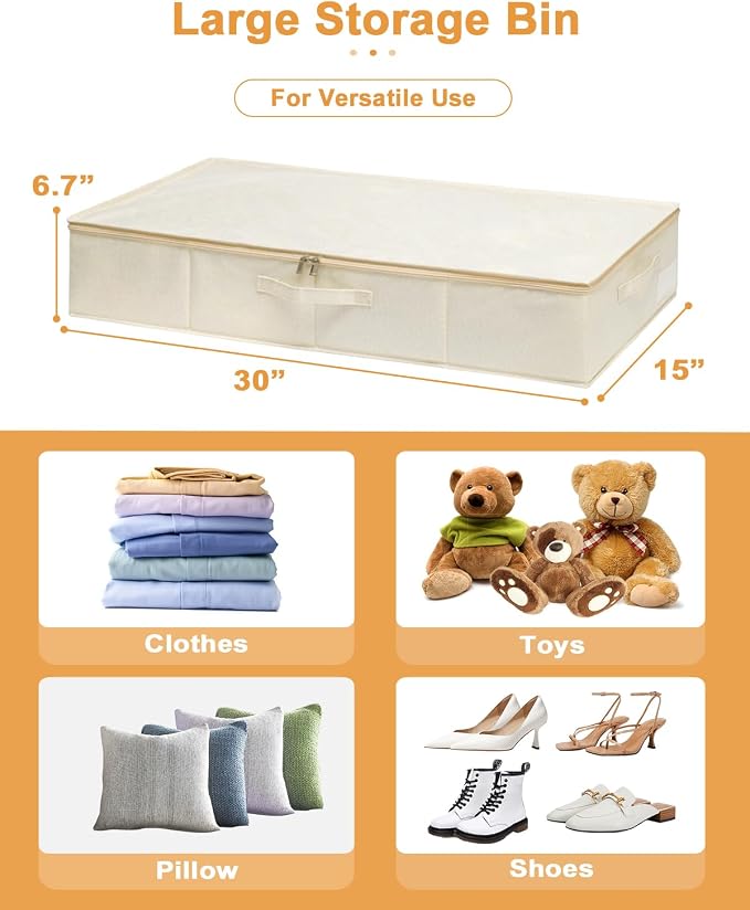 punemi 6 inch Tall Sturdy Under Bed Storage Box, 50L Large Capacity - Image 5