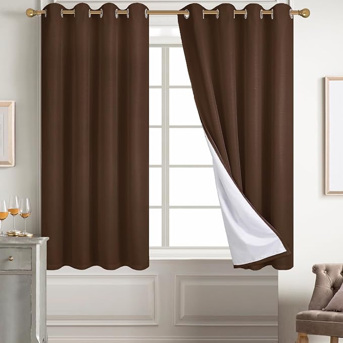 Diraysid 100% Blackout Curtains Chocolate Brown Linen Curtains by Diraysid%2C+refresh+your+life