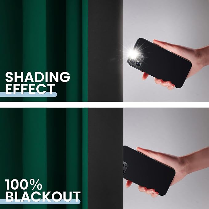 SimpleHome Dark Green 100% Blackout Curtains Room Darkening Living Room 72 | - Image 4